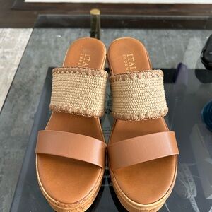 Italian Shoemakers Brown and Tan Wedge Sandals